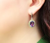 Серебряные серьги с аметистами 8,94 карата и перидотами Серебро 925
