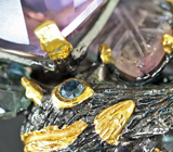 Серебряный браслет с аметрином 46,39 карата, резными турмалинами, танзанитами и синим сапфиром Серебро 925