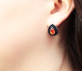 Великолепные cеребряные серьги с ограненными опалами и синими сапфирами Серебро 925