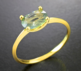 Золотое кольцо с зеленым сапфиром высокой чистоты 1,22 карата