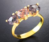Золотое кольцо с разноцветными шпинелями редкой огранки 3,64 карата Золото