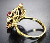 Золотое кольцо с рубеллитом турмалином 4,36 карата, чистейшими красными сапфирами и бриллиантами
