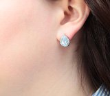 Крупные серебряные пусеты с ярко-голубыми топазами