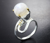 Серебряное кольцо с лунным камнем 4,39 карата и голубым топазом