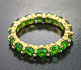 Яркое серебряное кольцо с диопсидами Серебро 925