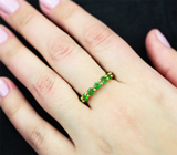 Яркое серебряное кольцо с диопсидами Серебро 925