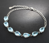 Чудесный серебряный браслет с голубыми топазами Серебро 925
