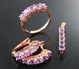 Замечательный серебряный комплект с аметистами