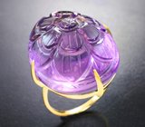 Массивное золотое кольцо с огромным резным аметистом 90,28 карата