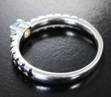 Серебряное кольцо с кристаллическим эфиопским опалом и насыщенно-синими сапфирами Серебро 925