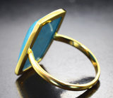 Золотое кольцо с крупной аризонской бирюзой огранки «сахарная голова» 7,35 карата Золото