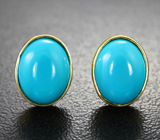 Золотые пусеты с небесно-голубой армянской бирюзой 4,7 карата Золото