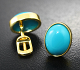 Золотые пусеты с небесно-голубой армянской бирюзой 4,7 карата Золото