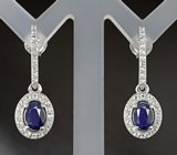 Серебряные серьги с насыщенно-синими сапфирами