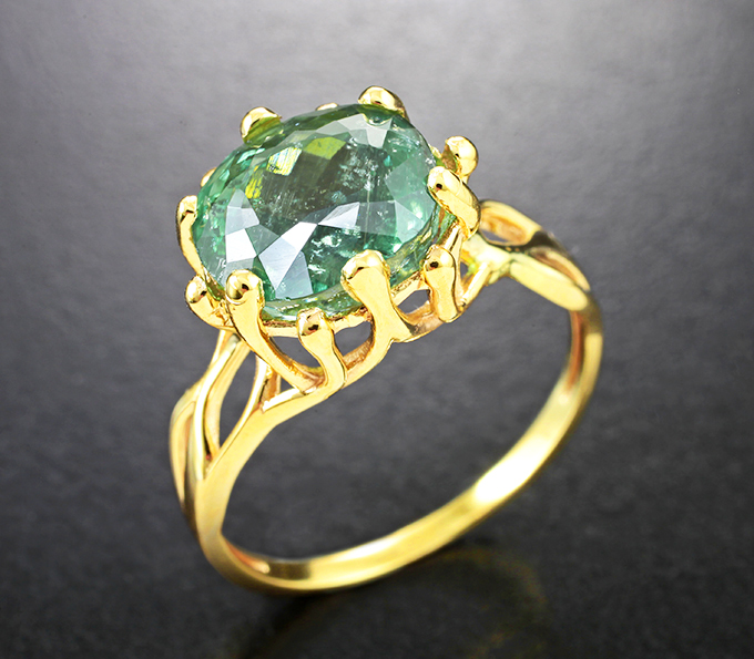 Золотое кольцо с насыщенным медьсодержащим турмалином 4,53 карата