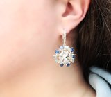 Серебряные серьги с кианитами и голубыми топазами Серебро 925