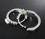 Изящные серебряные серьги с кристаллическими эфиопскими опалами и синими сапфирами Серебро 925