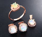 Чудесный серебряный комплект с кристаллическими эфиопскими опалами