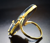 Золотое кольцо c петерситом с эффектом бархата 22,26 карата и сапфирами Золото