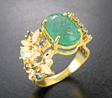 Золотое кольцо с параиба турмалинами 5+ карат, гранатами со сменой цвета и бриллиантами