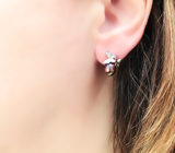 Серебряные серьги с цветным жемчугом