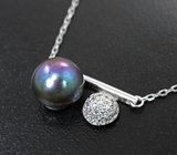 Серебряное колье с цветным жемчугом Серебро 925