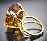 Кольцо с цитрином лазерной огранки 32,13 карата и бриллиантами  Золото