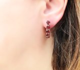 Стильные серебряные серьги с пиропами гранатами Серебро 925
