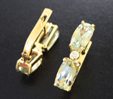 Золотые серьги с диаспорами высокой чистоты 4,15 карата и бриллиантами Золото