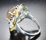 Серебряное кольцо с солнечным камнем и альмандинами гранатами Серебро 925