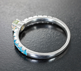 Прелестное серебряное кольцо с кристаллическим эфиопским опалом и «неоновыми» апатитами Серебро 925