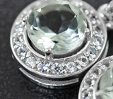 Серебряные серьги с зелеными аметистами и бесцветными топазами