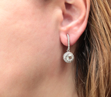 Серебряные серьги с зелеными аметистами и бесцветными топазами