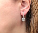 Серебряные серьги с зелеными аметистами и бесцветными топазами