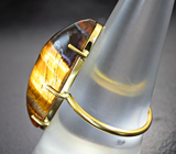Золотое кольцо с крупным контрастным тигровым глазом 21,31 карата Золото