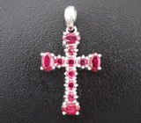 Серебряный кулон-крест с рубинами Серебро 925