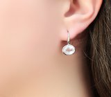 Стильные серебряные серьги с розовым кварцем Серебро 925