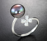 Серебряное кольцо с цветной жемчужиной