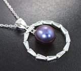 Серебряное колье с цветным жемчугом Серебро 925