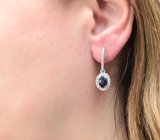 Серебряные серьги с насыщенно-синими сапфирами и бесцветными топазами Серебро 925
