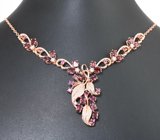 Изысканное серебряное колье с родолитами