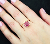 Золотое кольцо с ярким рубином 4,01 карата