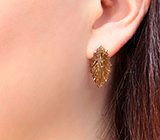 Золотые серьги с крупными резными цитринами 19,1 карата Золото