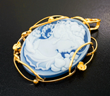 Крупный золотой кулон с агатовой камеей на халцедоне 24,36 карата Золото