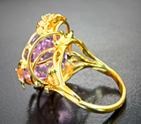 Золотое кольцо с безупречным «неоновым» кунцитом 15,93 карата и бриллиантами