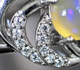 Эффектное серебряное кольцо с кристаллическим эфиопским опалом и хризопразом Серебро 925