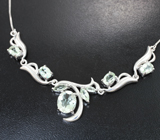 Изысканное серебряное колье с зелеными аметистами