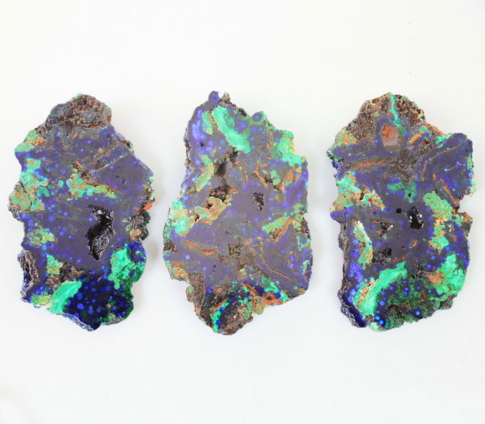 Набор из 3 азурмалахитов 122,87 карата