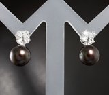 Серебряные серьги с цветным жемчугом