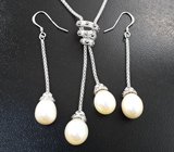 Серебряный комплект с жемчугом и марказитами